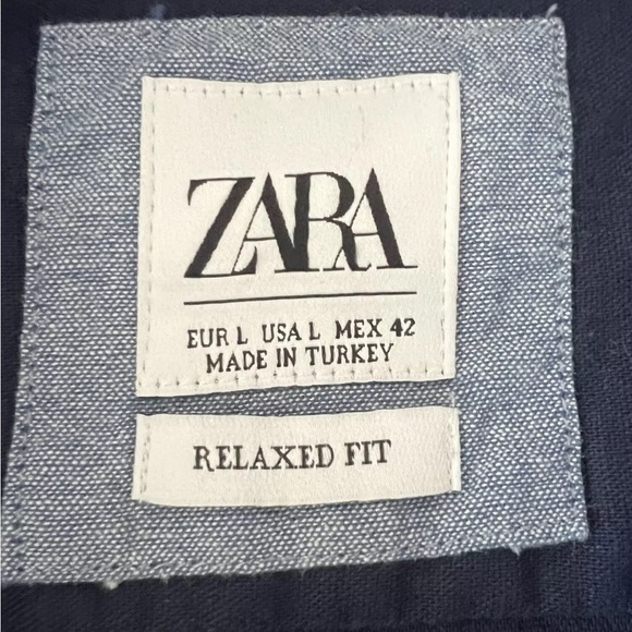 Zara Mens Linen Blend Button Down Roll Tab Sleeves - Picture 3 of 5